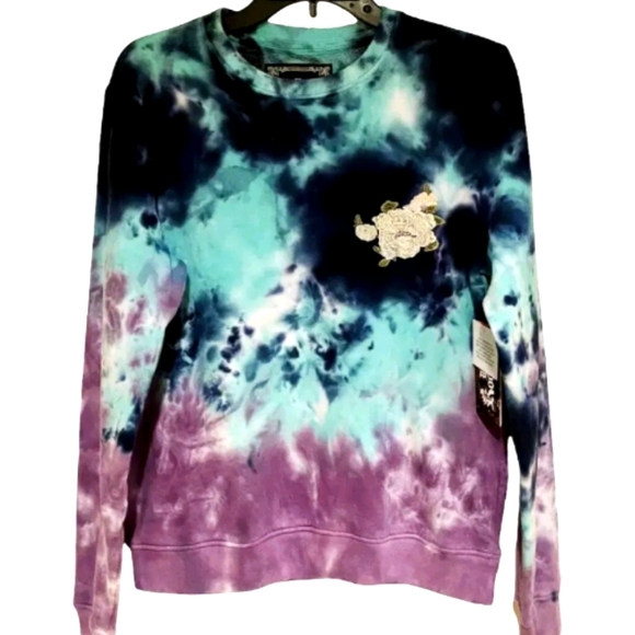 Blind Rooster Tops - Blind Rooster Tie Dye Embroidered Sweatshirt sz M